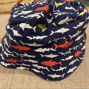 Shark Print Bucket Hat Navy Blue Red Yellow White Kids Sun Hat